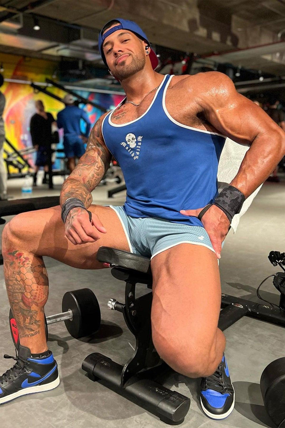Quick-Dry Tank Top - Dark Blue w/ Skull Design - JJ Malibu