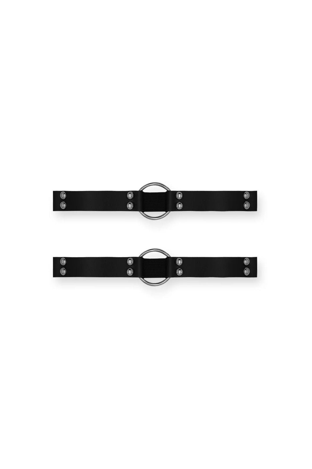 Vegan Leather Ring Leg Bands - Black