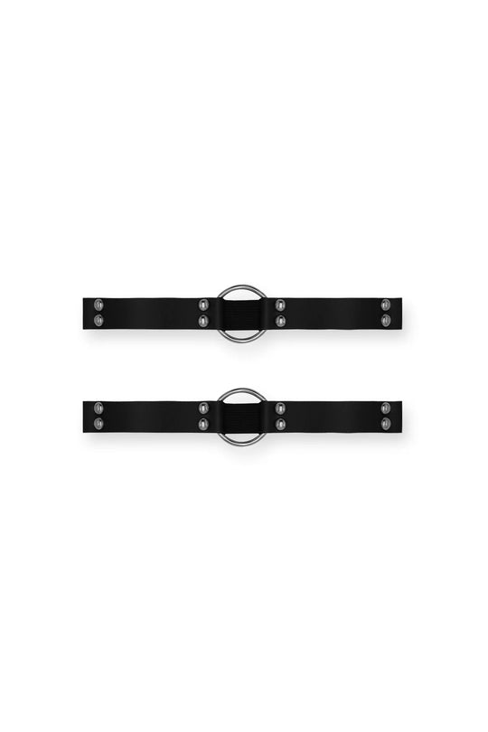Vegan Leather Ring Leg Bands - Black