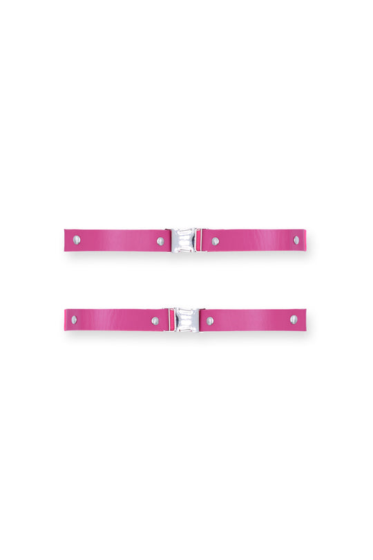 Vegan Leather Snap Buckle Leg Bands - Pink