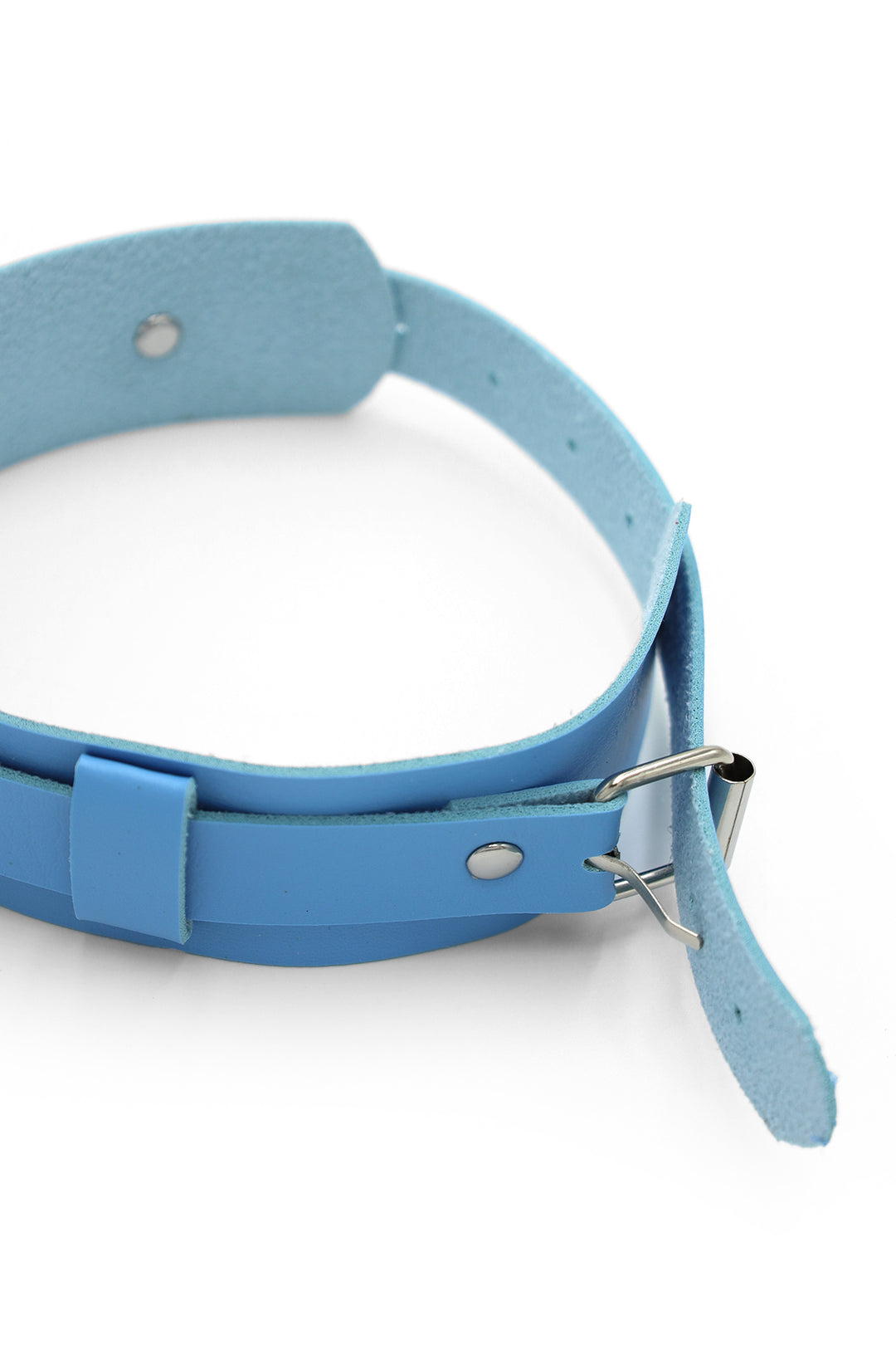 Vegan Leather Arm Bands with Buckle - Light Blue