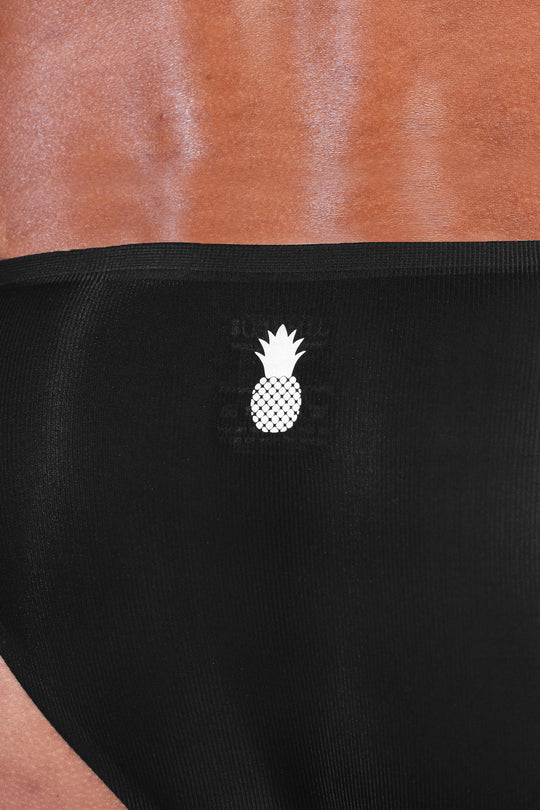 Flawless Seamless Bikini Briefs with Mesh Cutout - Midnight Black