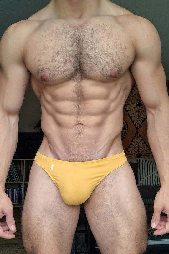 Scrunch Butt Cheeky Swim Briefs - Amber Yellow